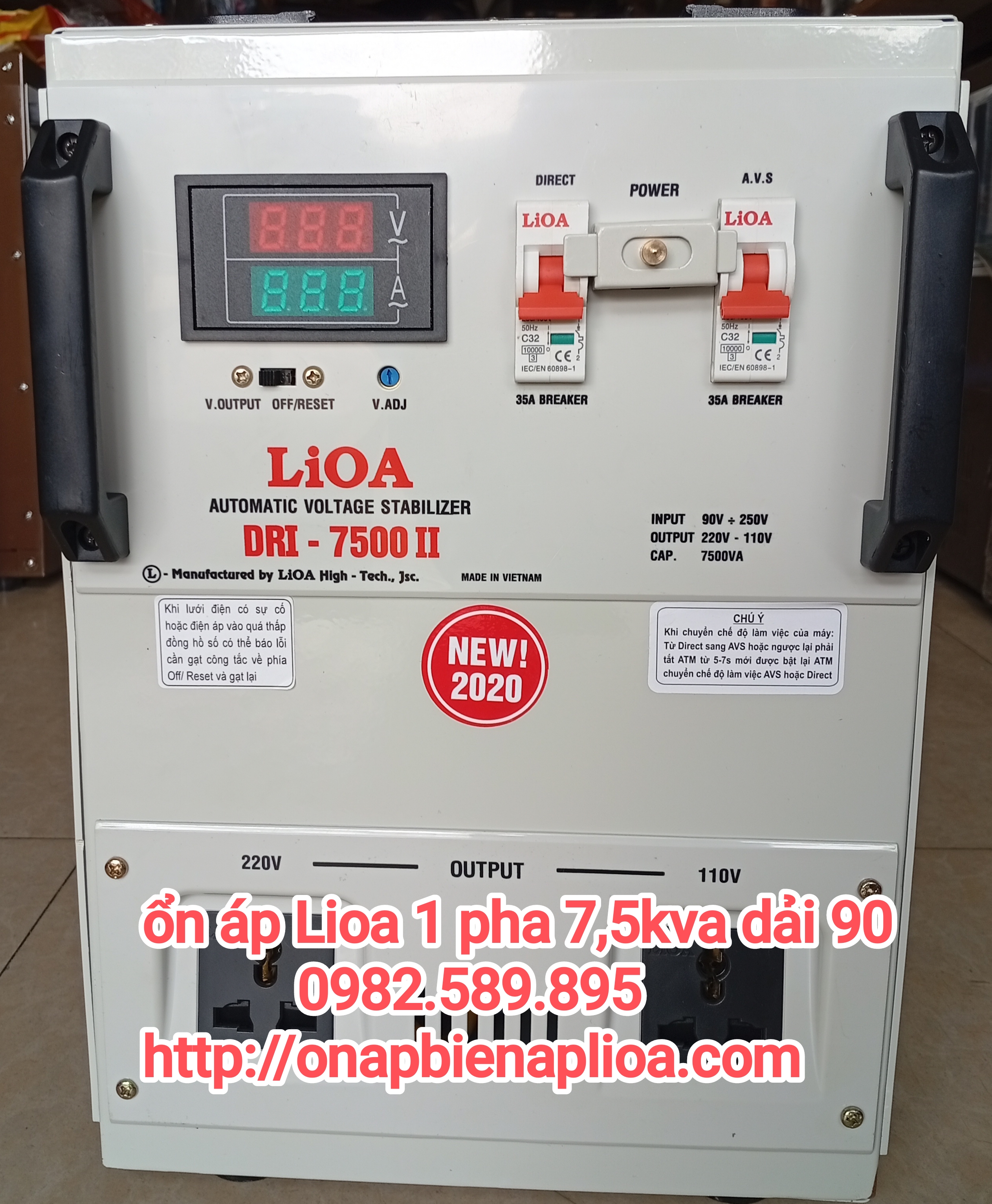 Ổn áp LiOA 7.5KVA DRI-7500 II Loại 1 Pha